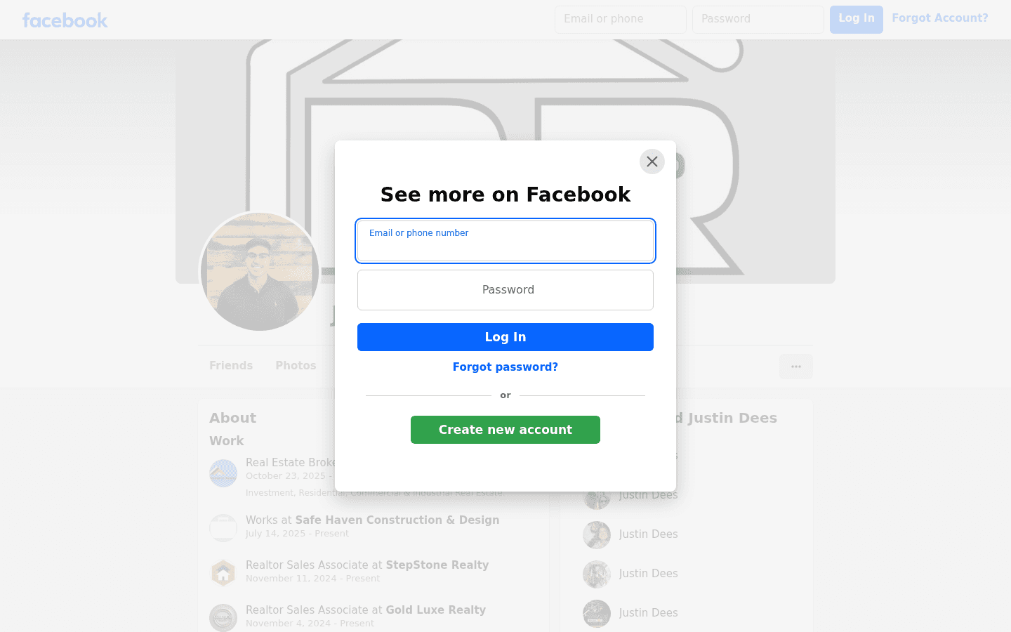 Facebook public profile — facebook.com/justin.dees.79
