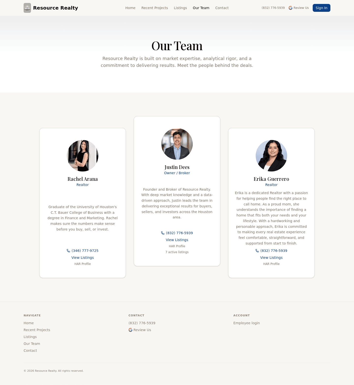 Resource Realty — Our Team page